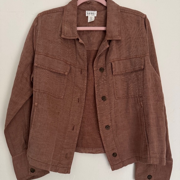 Nicolle Miller Pink Linen Blend Shirt Jacket | Size L - Picture 1 of 5
